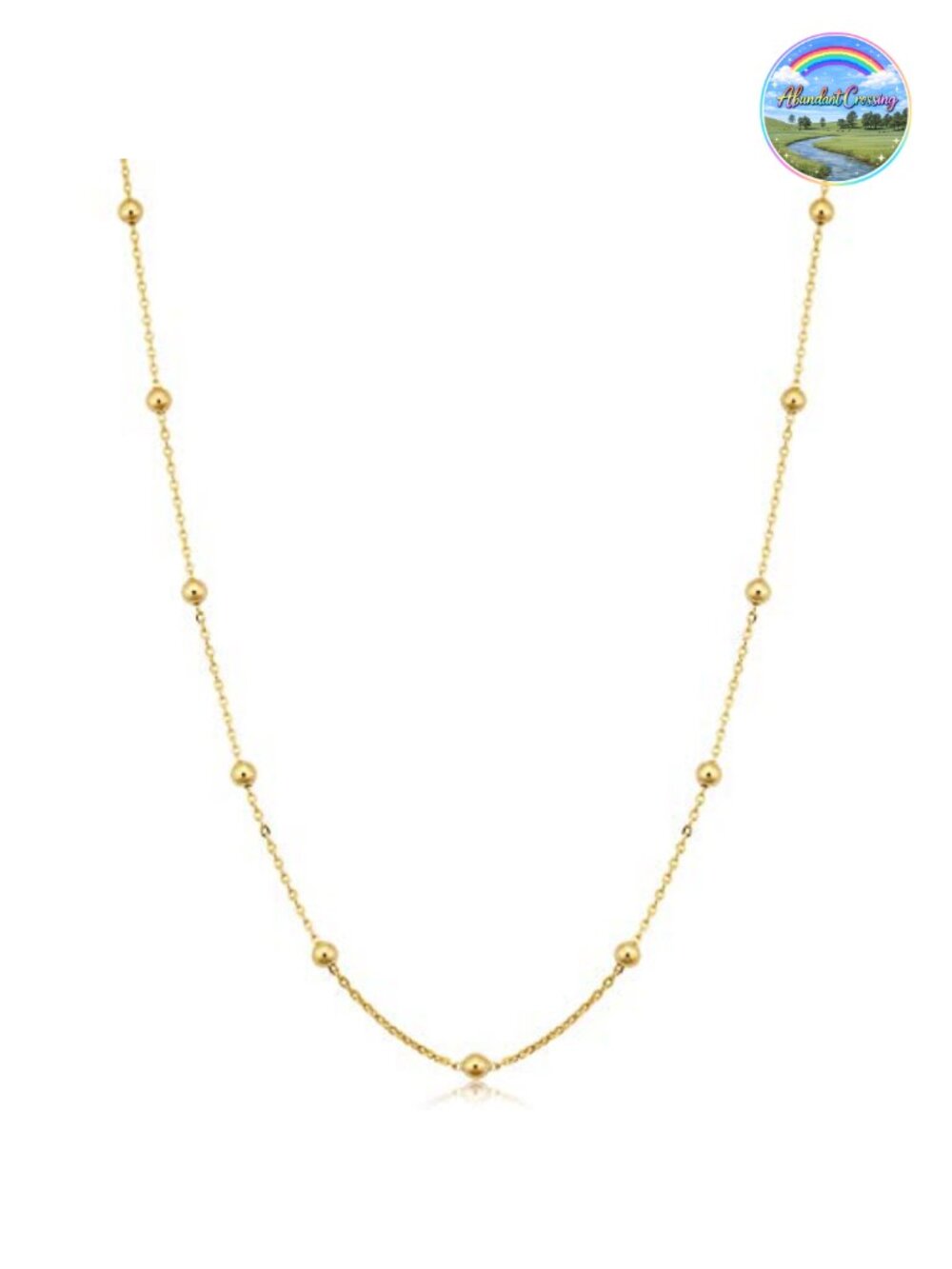 14k Yellow Gold Filled 3mm Ball Station Satellite Necklace 20 Inch